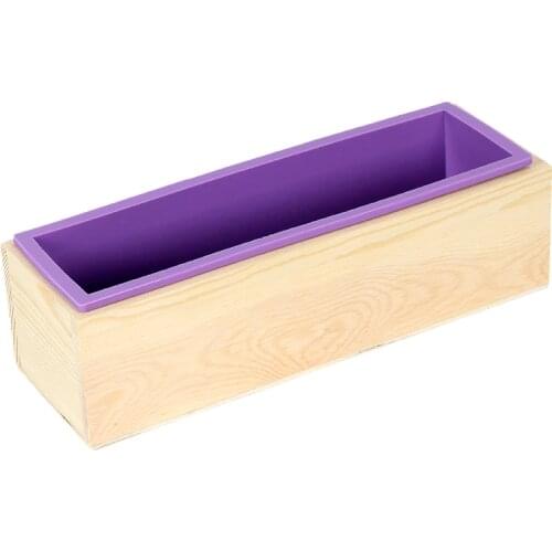 Silicone Soap Mold Rectangular Flexible Loaf Mould with Wood Box DIY Loaf Soap Making Tools
