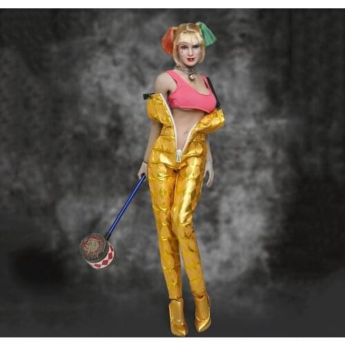 SUPER DUCK SET048 1/6 Scale Collectible Female Cosplay Clown Joker Girl Head Sculpt Costume Suit Accessor for 12'' S09C Body