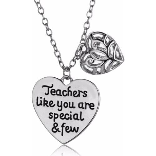 Teachers Like You Are Special & Few Hollow Heart Pendant Necklace Thanksgiving Teacher Love School Charm Jewelry Teachers Day