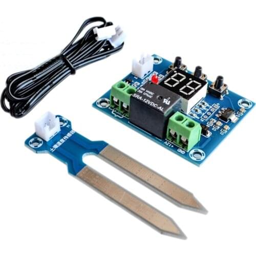 XH-M214 Humidity Controller Soil Sensor Module Board 12V Automatic Control Irrigation Humidity Soil Sensors Red Digital Display