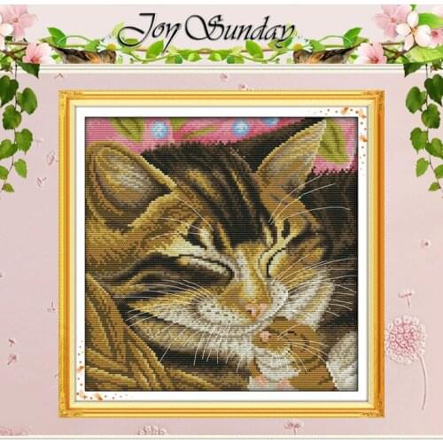 Smiling Cat Patterns Counted Cross Stitch 11CT 14CT Cross Stitch Sets Wholesale Chinese Cross-stitch Kits Embroidery Needlework
