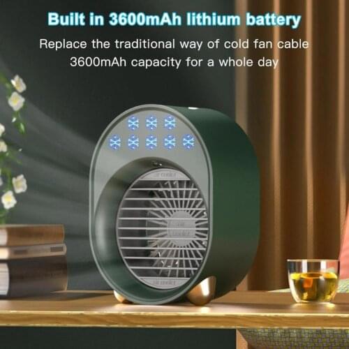 280ml Multifunctional Cool Fan Nano-atomization ABS 3-speed Levels LED Fast Cooling Air Conditioner Fan for Daily Use