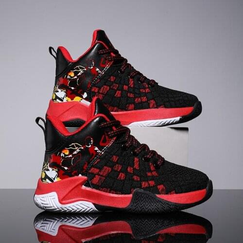 High Quality Top Soft Non-slip Kids Sneakers Thick Sole Boys Basketball Shoes Children Sport Shoes Outdoor Boy Trainer Basket