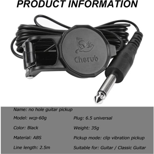 WCP-60G Acoustic Guitar Pickup Clip On Violin Ukulele Pickup Guitar with 1/4 Jack 2.5M Cable Guitara Pickups Amplifier