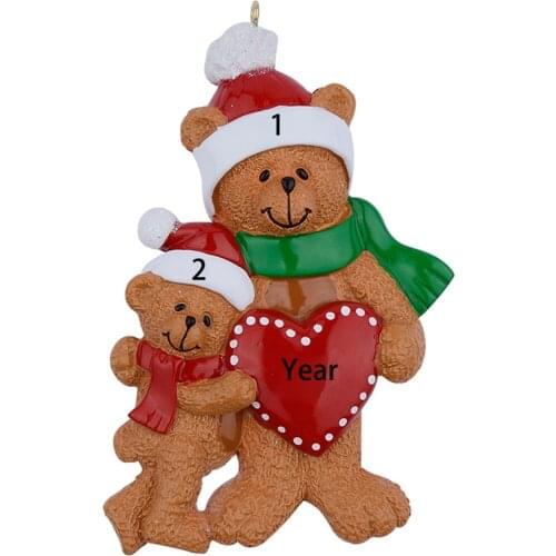 I Love Daddy Mommy Bear Family Of 2 Resin Hanging Personalized Christmas Tree Ornaments For Holiday Father Mother Birthday Gift
