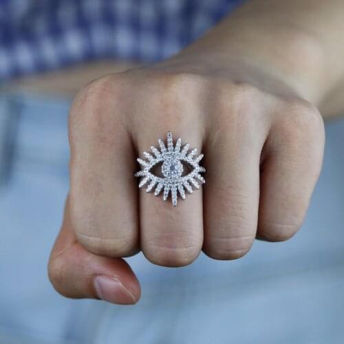 Cz evil eye finger ring for women luck fashion trendy women jewelry high quality