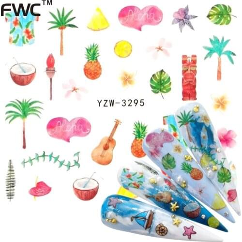 1 PC Summer Fruit Beach Stickers For Nails Manicure Nail Art Design Water Transfer Watermark Beauty Decals