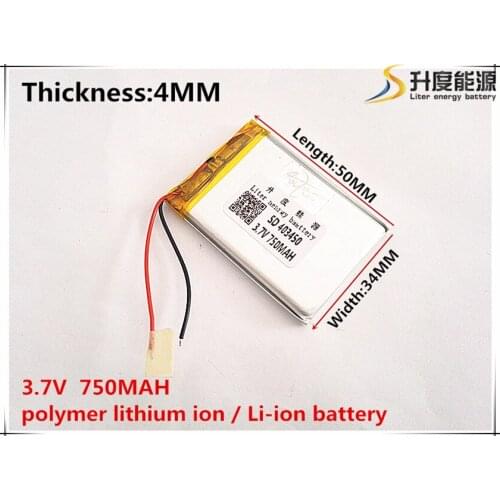 1pcs [SD] 3.7V,750mAH,[403450] Polymer lithium ion / Li-ion battery for TOY,POWER BANK,GPS,mp3,mp4,cell phone,speaker