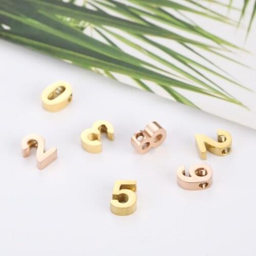 10Pcs/Lot Mirror Polished 1.8mm Hole Stainless Steel From 0-9 Number DIY Charm Pendant for Jewelry Making Accessories
