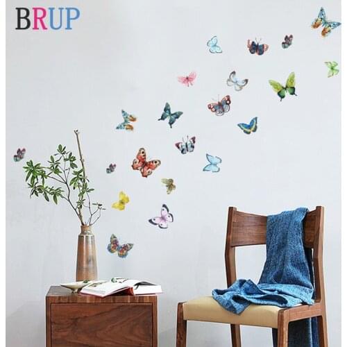 102*60cm Colorful Butterflies Wall Stickers Home Decor Living Room Butterfly Decorative Vinyls for Walls Refrigerator Door