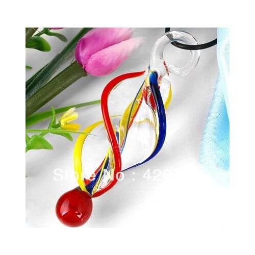 12PCS/Lot Red Lampwork Glass Murano Twisted Pendant Necklace Cord