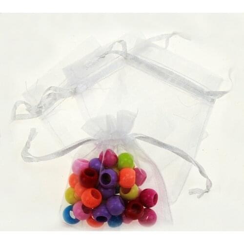 13*18cm 50pcs White Gift Bags For Jewelry/wedding/christmas/birthday Yarn Bag With Handles Packaging Organza Bags