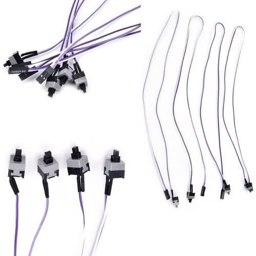 4pcs Computer Motherboard Power Cable Switch Push Button Switch On/Off/Reset Button Replacement Power Momentary Connector Cable