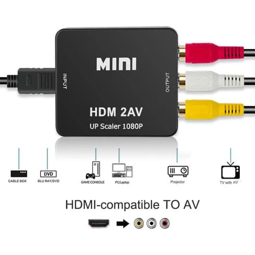 HDMI TO AV Scaler Adapter HD Video Composite Converter Box HDMI to RCA AV/CVSB L/R Video 1080P Mini HDMI2AV Support NTSC PAL New