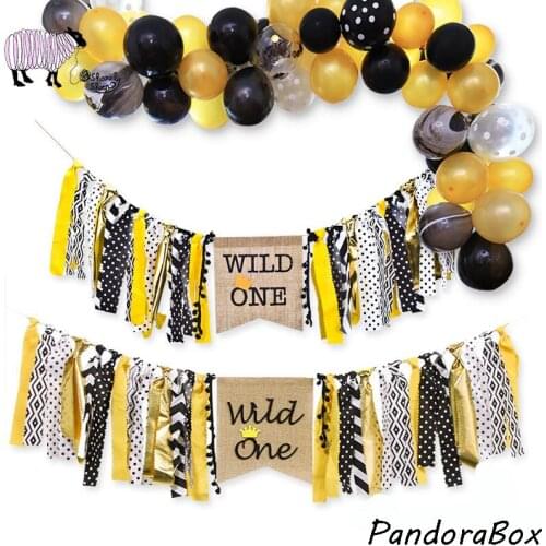 Wild One Chair Banner Baby Boy Girl 1st Birthday Party Photo Shoot Booth Props Backdrop Newborn Photography Background Banner