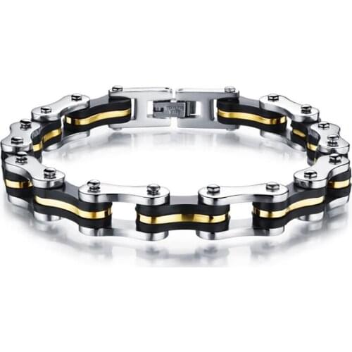 Stainless Steel Vintage Punk Rock Motorcycle Biker Chain Link Bracelet Bangle Jewelry Gift For Him