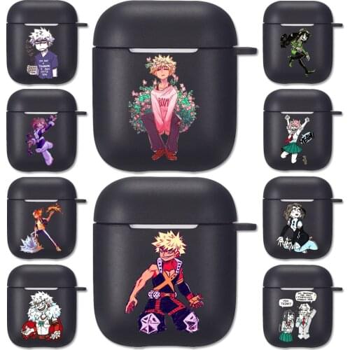 Anime My Hero Academia Figures Black Silicone Case for Apple Airpods 1 2 Cases Boku No Hero Academia Soft Airpods Earphone Cover