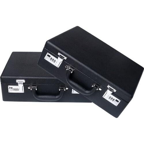 Black PU Leather Jewelry Box Portable Handle With Combination Lock Advanced Storage Jewelry Sales Transportation Protection