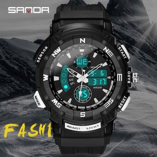 SANDA New Fashion Sports Style Digital Watch Life Waterproof Shockproof Multifunctional Electronics Clock Relogio Masculino 775
