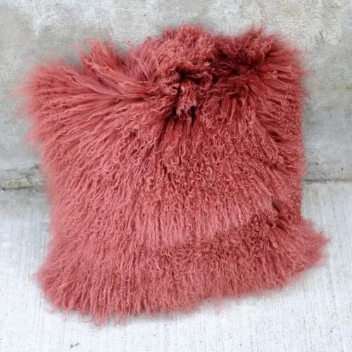 CX-D-04C Handmade Chinese Cheapest Mongolian Lamb Fur Custom Cushion Cover