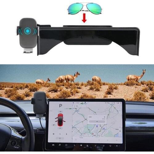 For Tesla Model 3/Y Car Mobile Phone Holder With Wireless Charging And Glasses Holder