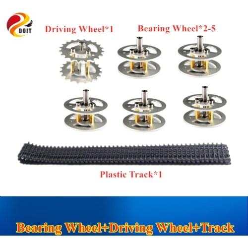 DOIT One Set Accessory for Robot Tank Car Chassis including Metal Bearing Wheel, Driving Wheel, Tracks, For DIY RC Toy Part