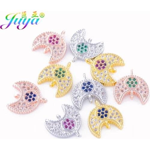 Handmade Jewelry Findings Gold/Rose Gold Crescent Moon Charm Connectors Accessories For Women Fashion Jewelry DIY Making