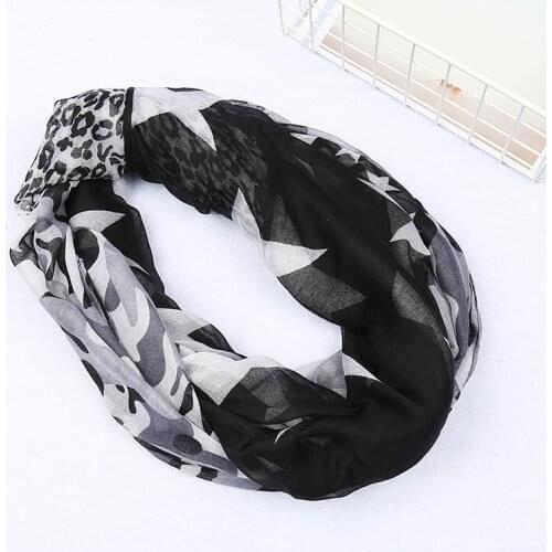 Jinjin.QC Camfoulage and Five Star Printed Ring Women Fashion Muslim Hijab Echarpe Foulard Femme Bandana Shawls and Wraps