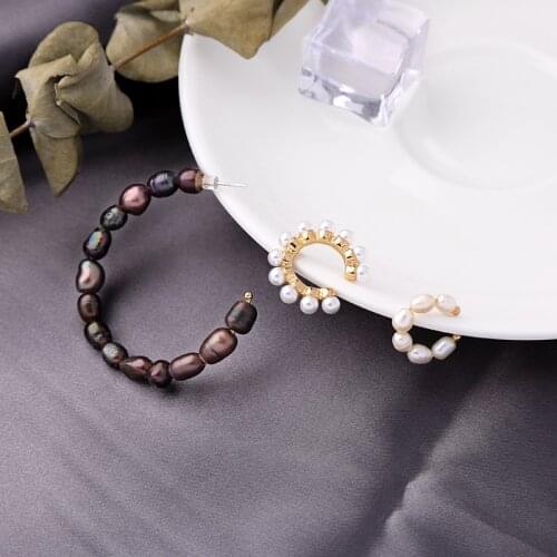 3 Size C Shaped Ear Cuff Cultured Pearls Tahiti Black Single Ear Bones Clip Women Fashion Punk Cool Jewelry Wholesale