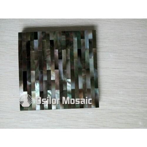 Brick pattern 100% natural black mother of pearl tile for interior house decoration polished shell tile wall tile