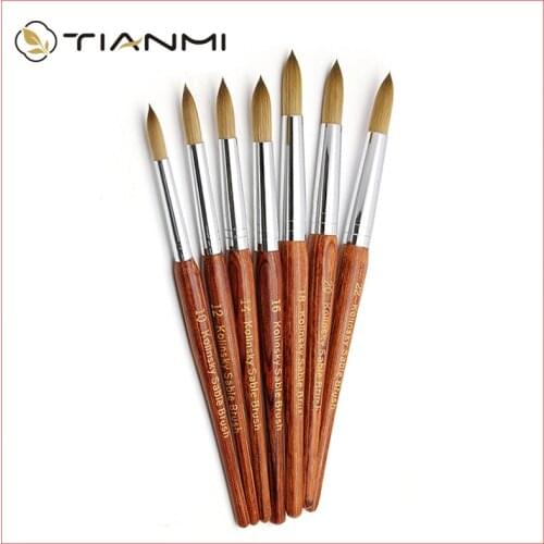 TIANMI 100% Kolinsky Nail Brush with Oval Wood Handle Kolinsky Hair, Wood Handle - Use to Create Manicures Size 8-24