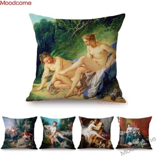 Rococo Style Master Boucher Famous Oil Painting Diana Leaving her Bath Classic European Retro Pillow Cover Sofa Cushion Cover