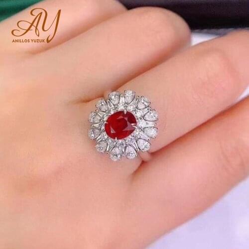 Anillos Yuzuk Silver 925 Jewelry Ring Created Ruby Sapphire Emerald 925 Silver Jewelry Oval Engagement Ring Fine Jewelry