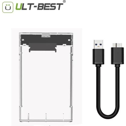ULT-Best 2.5 inch HDD Enclosure Transparent Color USB 3.0 to SATA III UASP HD Box HDD Hard Disk Drive External SSD External Case