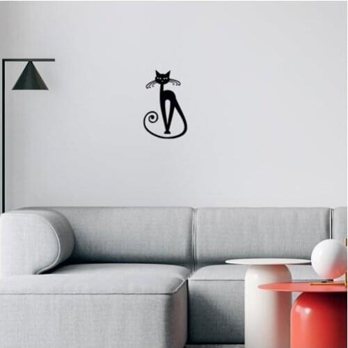 CAT 04 Wall Decor 30x14 Cm Pet Decoration Gift Special Drawing Black Cute