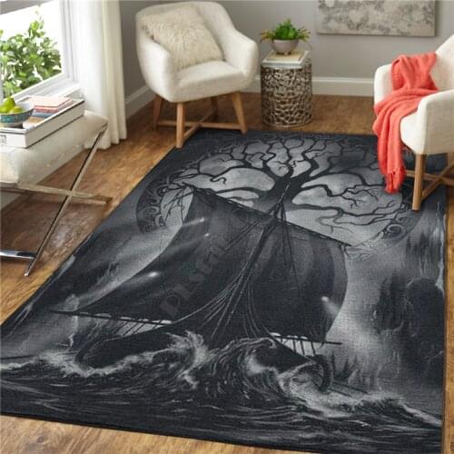 Viking Sailing carpet Square Anti-Skid Area Floor Mat 3D Rug Non-slip Mat Dining Room Living Room Soft Bedroom Carpet style-06
