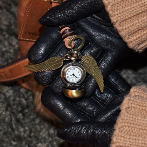 Handmade Leather Chain Bronze Watch Ball Pocket Watch Keyring Lovely Cute Keychain Movie Jewelry Accessories For Boy Girls Kids