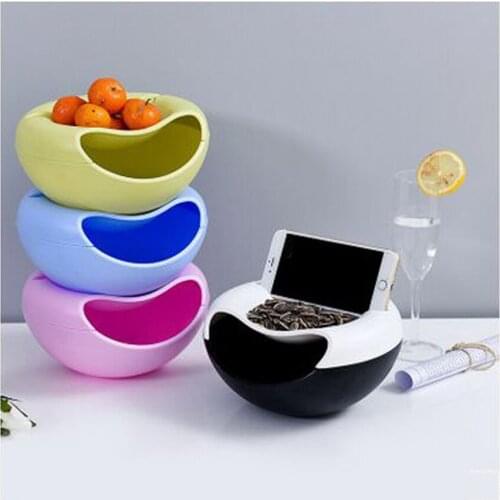 Creative Shape Lazy Snack Bowl Perfect For Layers Seeds Nuts And Dry Fruits Storage Box With Phone Holder For TV J#2