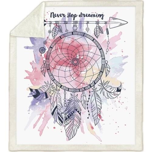 Dreamcatcher 3D Printed Sherpa Blanket Couch Quilt Cover Travel Bedding Velvet Plush Throw Fleece Blanket Bedspread DR1