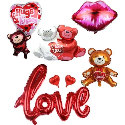 Love Letter Diamond Ring Foil Balloons Lips Heart Helium Globos Wedding Bachelorette Party Valentines Day Decortions Supplies