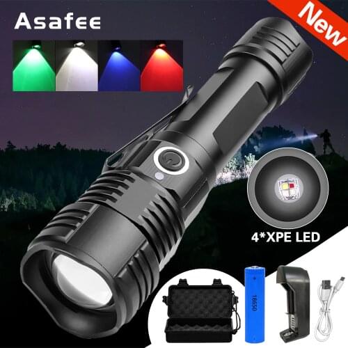 New 4 colors multi-function tactical torch hunting flashlight Zoom USB rechargeable pen clip 4 Modes flashlight hunting scopes