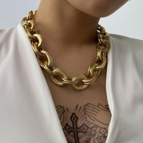 Fashion Double-deck Gold Metal Massive Chain Necklace Vintage Women Geometry Wide Long Chain Necklace Jewelry Accesories