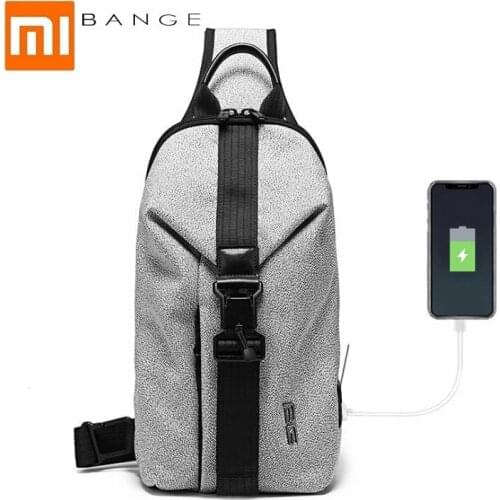 Xiaomi Mens trendy fashion chest bag summer wild shoulder messenger bag USB waterproof cut-resistant fabric sports bag