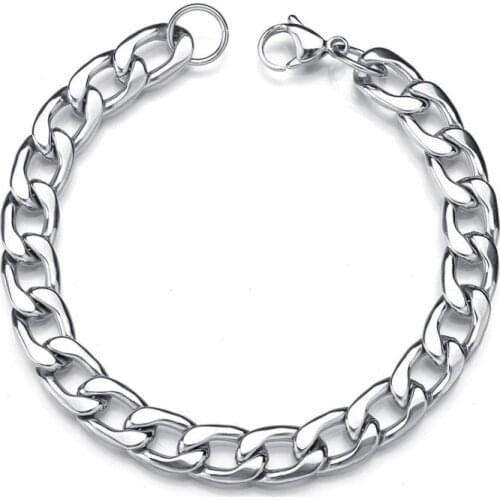 5/10mm Men Chain Bracelet Stainless Steel Curb Cuban Link Chain Bangle for Male Women Hiphop Trendy Wrist Jewelry Gift