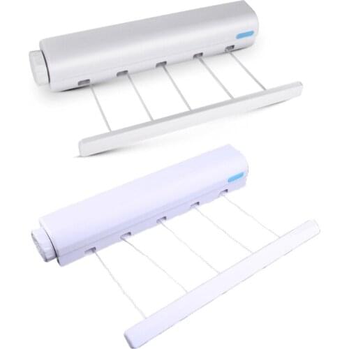 YYSD Wall Mounted 4/5 Clothes Line Retractable Laundry Hanger Clothes Drying Rack