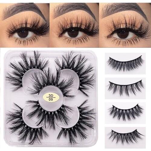 3 Pairs 3d Mink Lashes Bulk Faux with Custom Box Wispy Natural Mink Lashes Pack Wholesales Natural False Eyelashes Makeup Tool