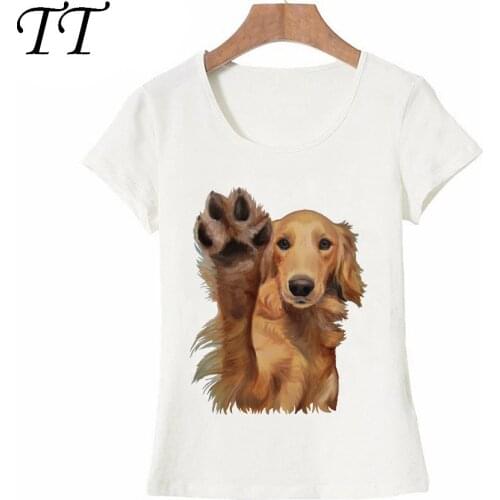 New Summer Fashion Women t-shirt Hipster Golden Retriever High Five Print T-Shirt Dog Lovers Casual Tops Hipster Cool Girl Tees