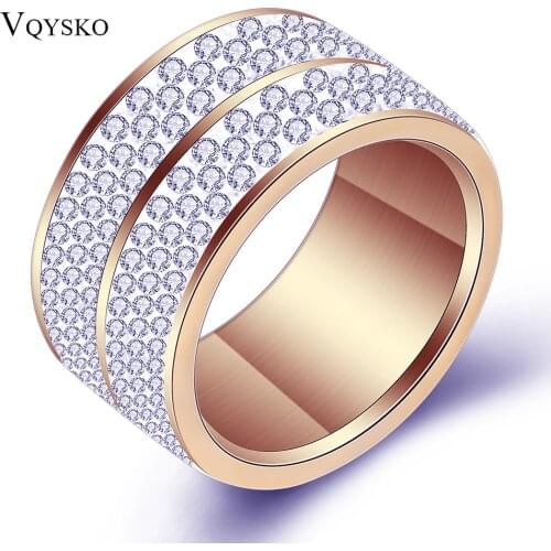 Free shipping New Rose Gold Color Classic design Stainless Steel Wedding Rings For Women Jewelry