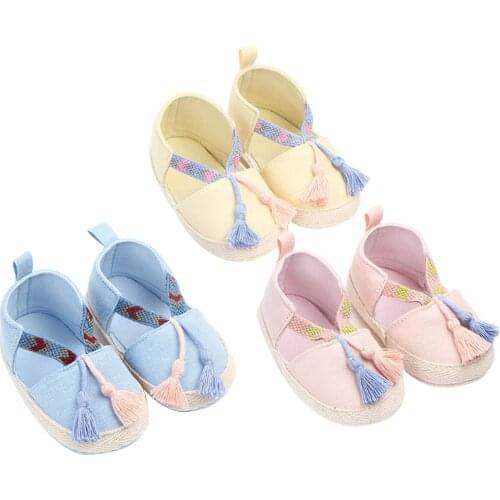 Newborn Infant Baby Girls Crib Shoes Soft Sole Tassels Prewalker Flats Anti-Slip Fashion Toddler Princess Dress Shoes