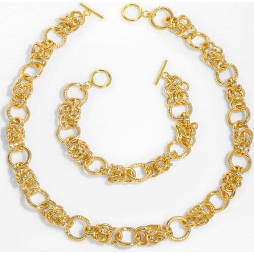 FLOLA Chunky Thick Cuban Chain Necklace For Women Gold Curb Link Chain Choker Necklace Pendant Steament Jewelry Gifts nkes60